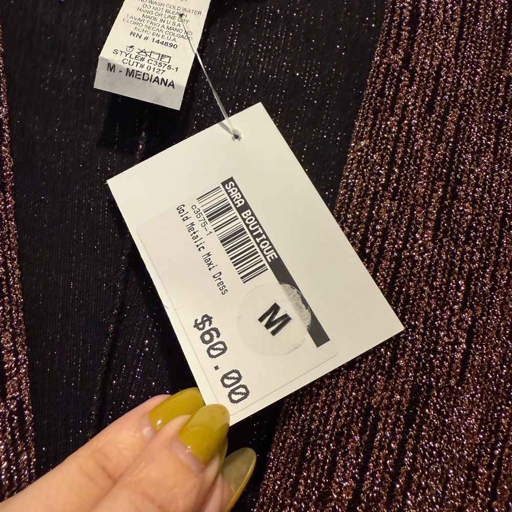 NWT ROUCHED LONG SLEEVE BROWN DRESS SIZE MEDIUM - Picture 3 of 4